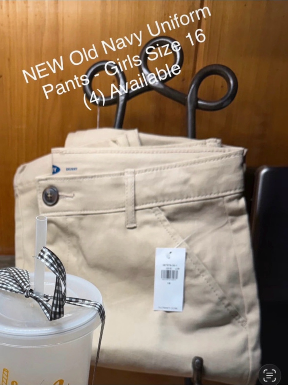 Old Navy Girls Khaki Uniform Pants - Light Beige